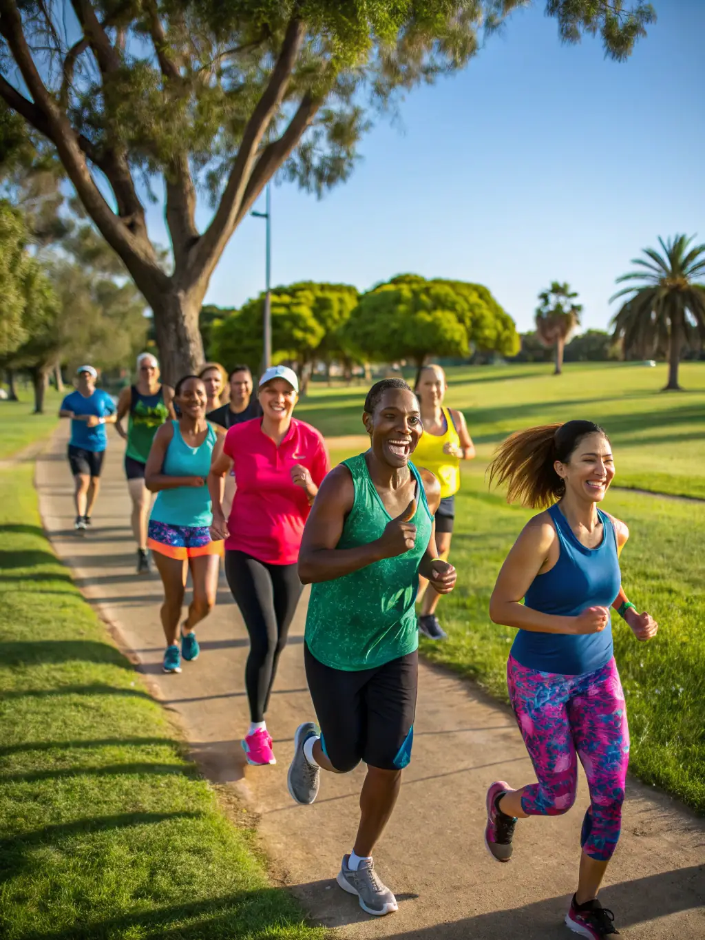 A group photo of JCSC members participating in an outdoor fitness activity, promoting camaraderie and overall well-being.